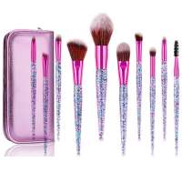 Hot Now Beauty Cosmetic Glitter Makeup Brush Kit with Shiny Makeup Bag